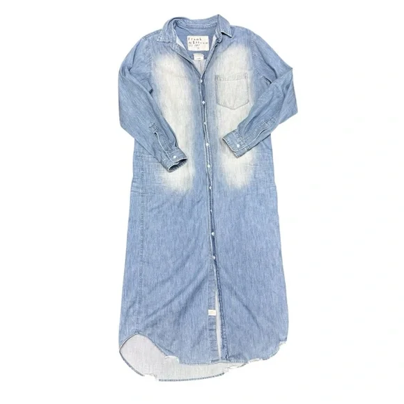 Frank & Eileen Rory Maxi Long Shirtdress Dress Famous Denim Blue Medium - Picture 6 of 16